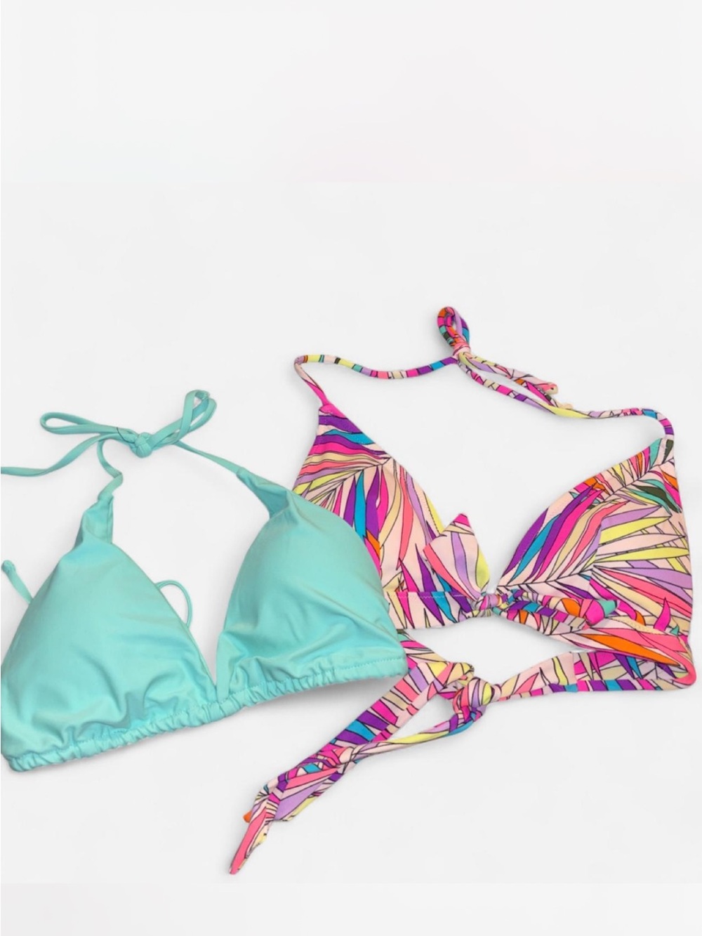 Women’s Two-Piece bundle Swim Top Set - Aqua & Multicolor